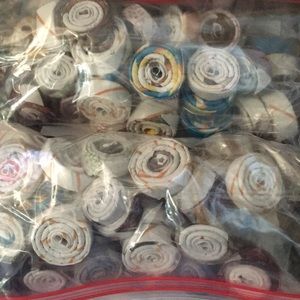 Crafting paper curls.